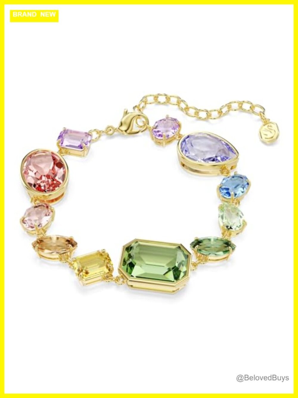 Swarovski Gema Bracelet Mixed Cuts Gold-Tone Plated Adjustable